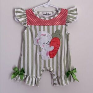 Mini Wonder Green & Pink Bunny Carrot One-Piece Romper